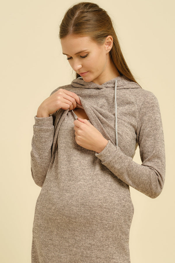 Rochie pentru gravide și alăptare cu glugă