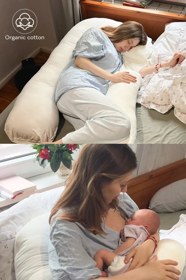 Pernă pentru gravide și alăptare 3 în 1 - bumbac organic - ecru