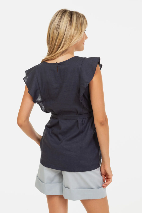 Pantaloni din bumbac pentru gravide - albastru deschis