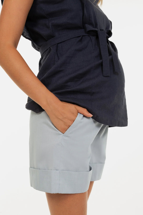 Pantaloni din bumbac pentru gravide - albastru deschis