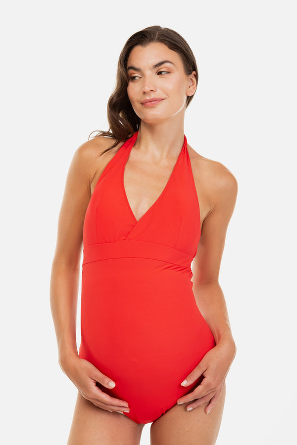 Costum de baie pentru gravide și alăptare in roșu