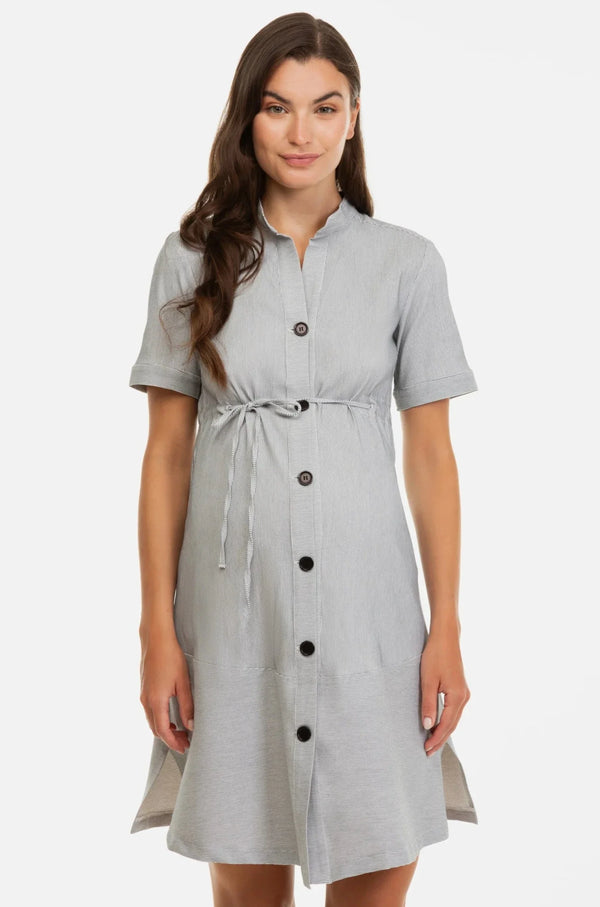 Rochie-cămașă cu dungi pentru gravide și alăptare