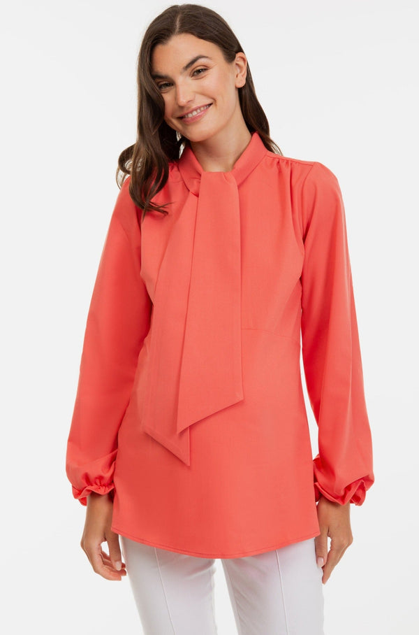 Cămașă pentru gravide și alăptare cu guler cu șireturi