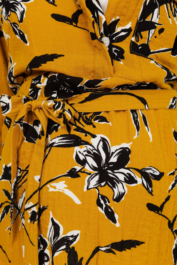 Cămașă pentru gravide și alăptare cu model - ocru