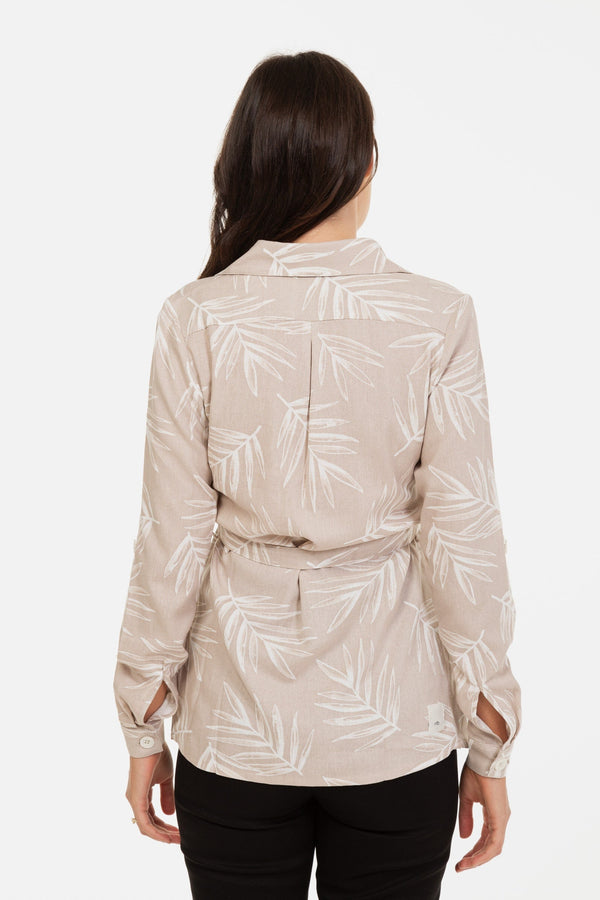 Cămașă pentru gravide și alăptare cu model – bej