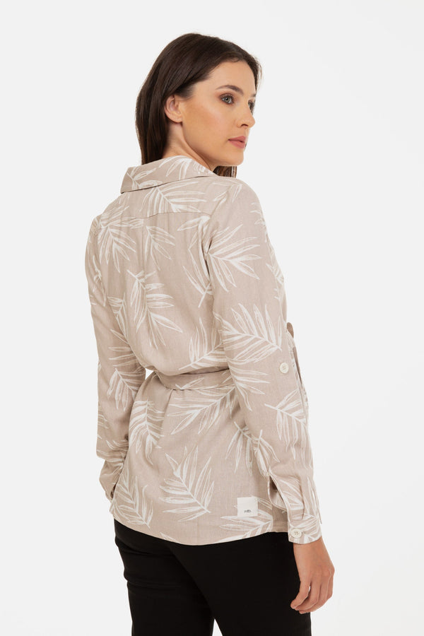 Cămașă pentru gravide și alăptare cu model – bej