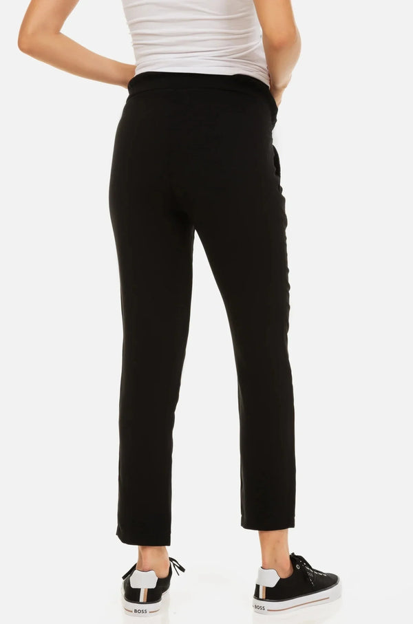 Pantaloni pentru gravide cu pliuri în talie - negri