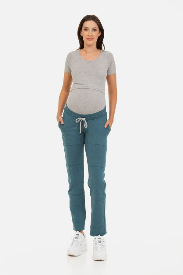 Pantalon sport pentru gravide - verde petrol