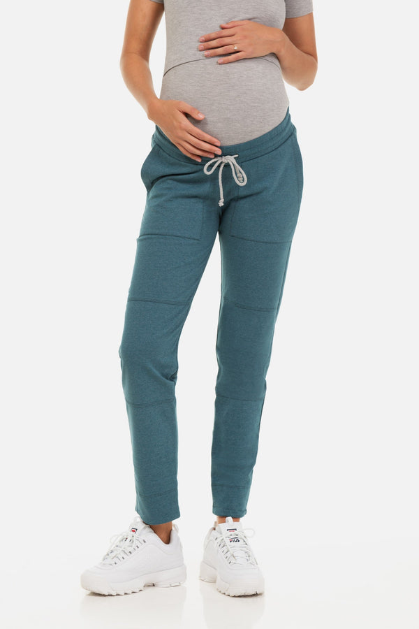 Pantalon sport pentru gravide - verde petrol