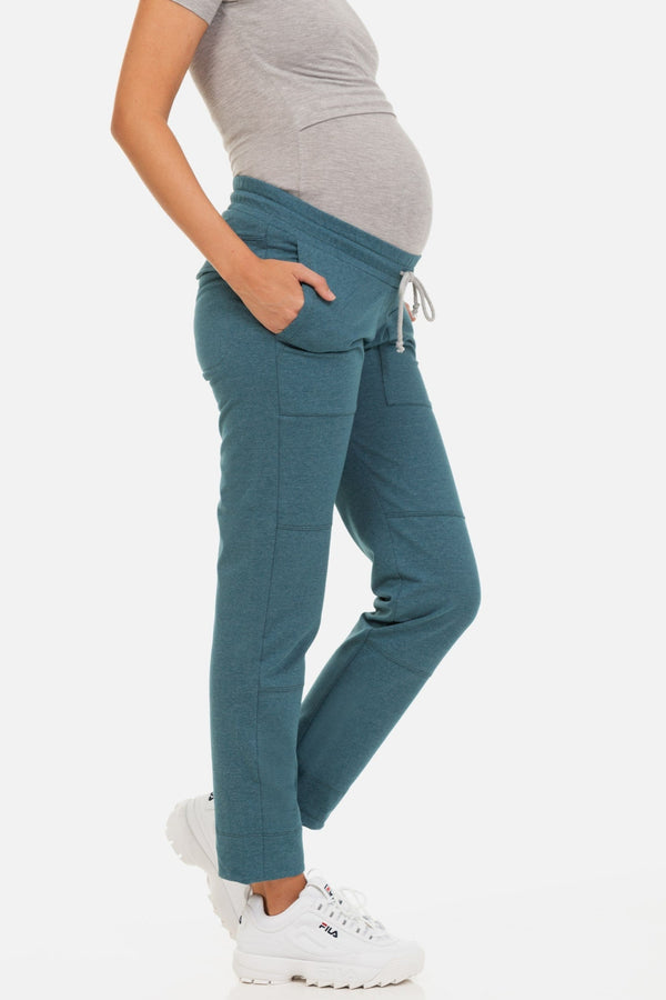 Pantalon sport pentru gravide - verde petrol