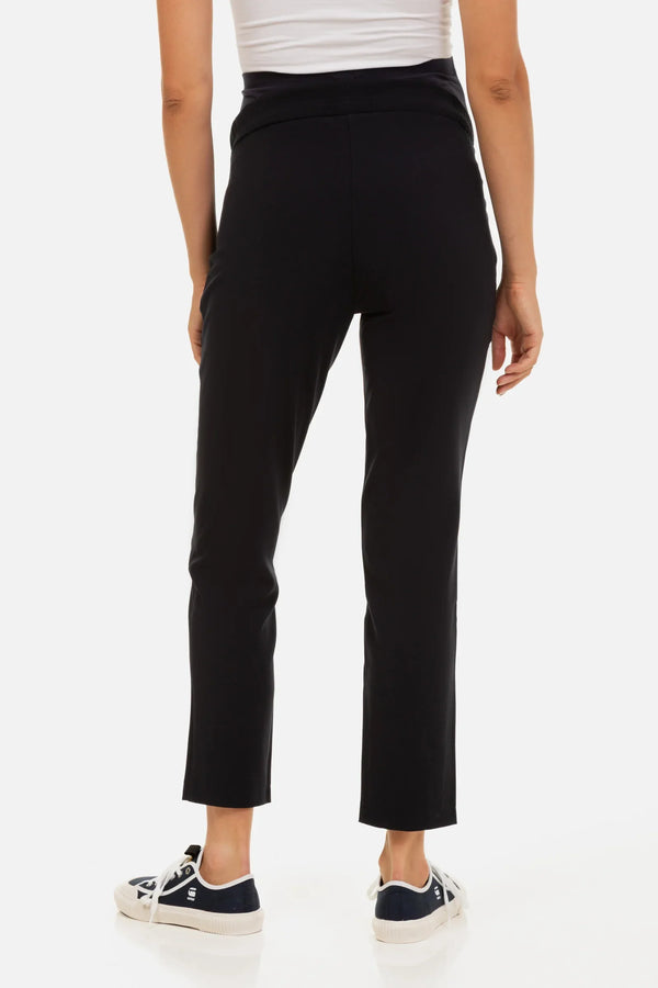 Pantaloni pentru gravide cu pliuri în talie - albastru închis