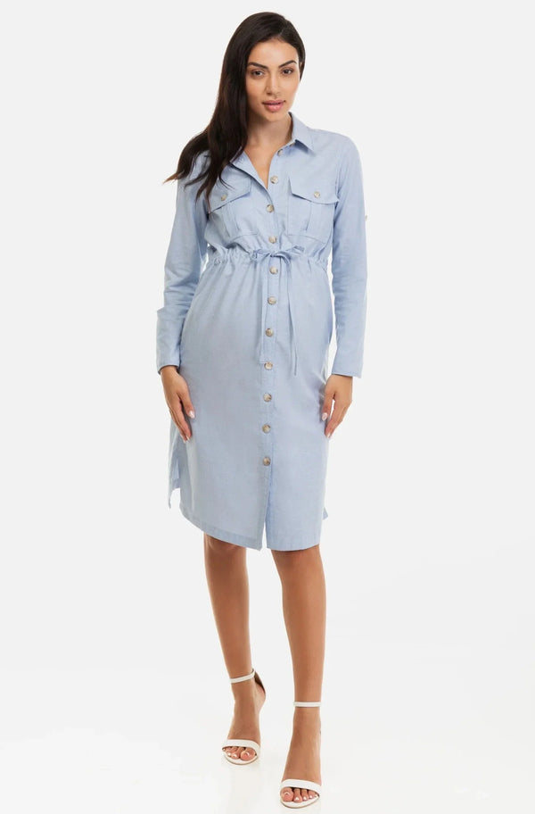 Rochie-cămașă din bumbac pentru gravide și alăptare