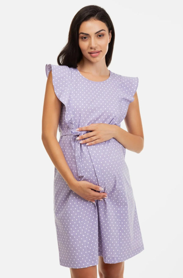 Rochie pentru gravide și alăptare cu mâneci cu volane