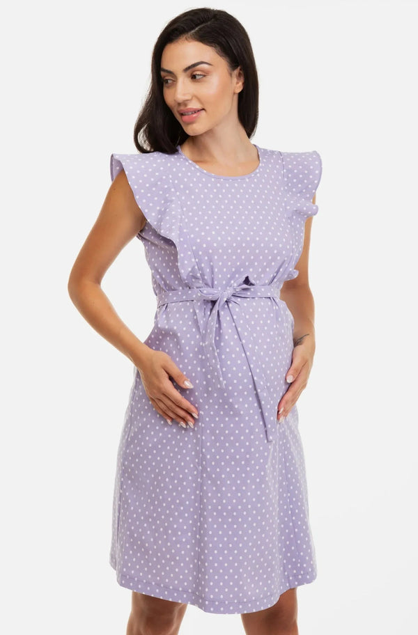 Rochie pentru gravide și alăptare cu mâneci cu volane