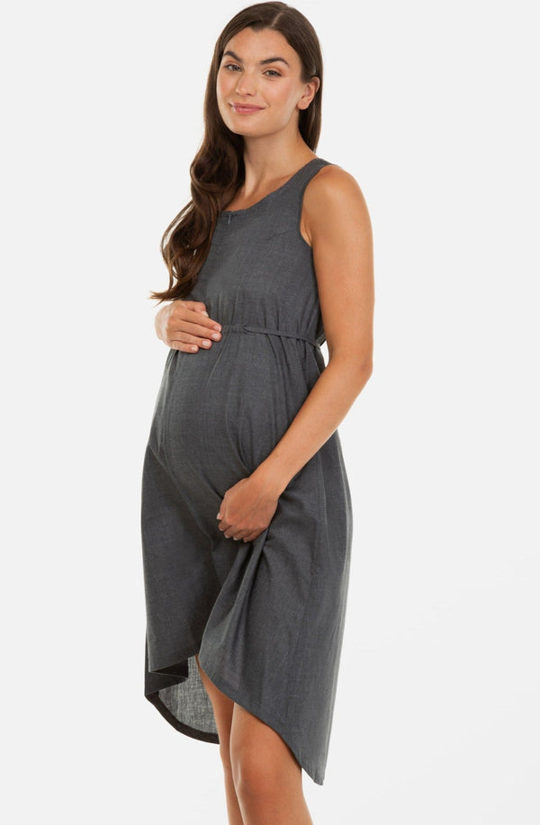Rochie din bumbac asimetrică pentru gravide și alăptare
