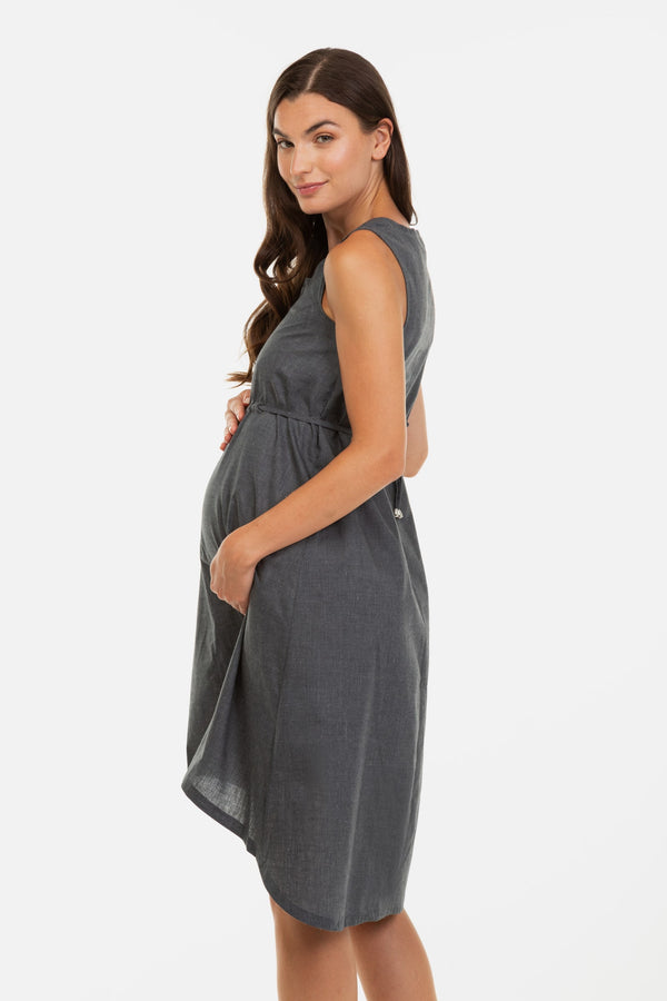Rochie din bumbac asimetrică pentru gravide și alăptare