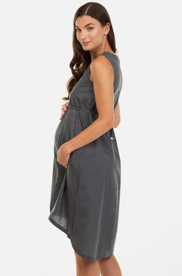 Rochie din bumbac asimetrică pentru gravide și alăptare