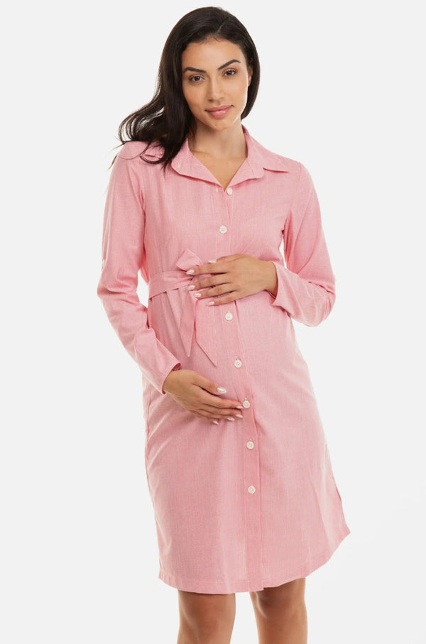 Rochie-cămașă din bumbac pentru gravide și alăptare
