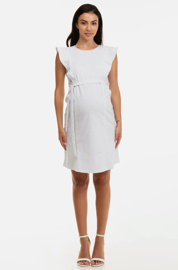 Rochie pentru gravide și alăptare cu mâneci cu volane