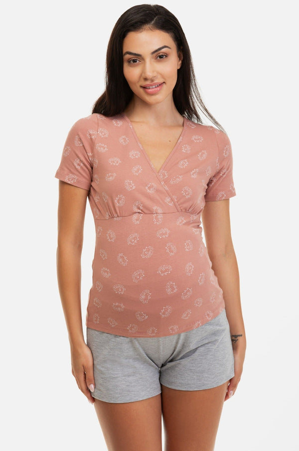 Pijama bumbac pentru gravide și alăptare Rose