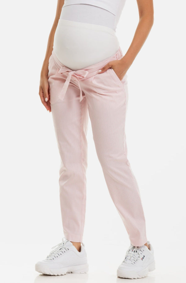Pantaloni din bumbac petru gravide cu dungi