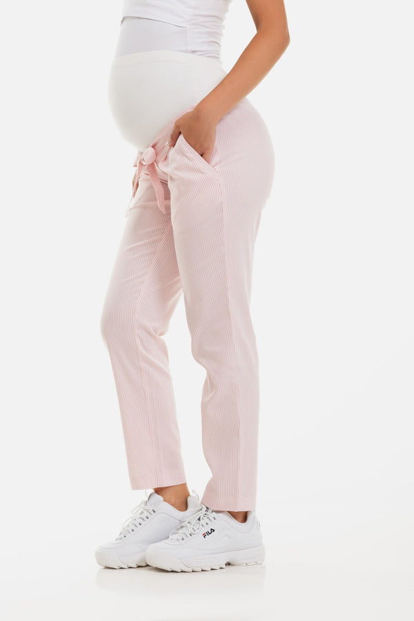 Pantaloni din bumbac petru gravide cu dungi
