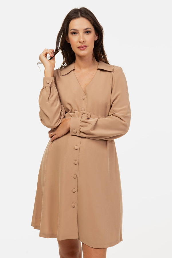 Rochie pentru gravide și alăptare cu guler - bej