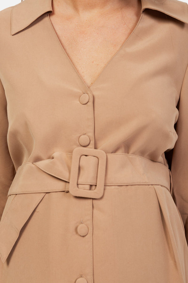 Rochie pentru gravide și alăptare cu guler - bej