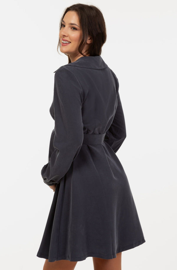 Rochie pentru gravide și alăptare cu guler – gri