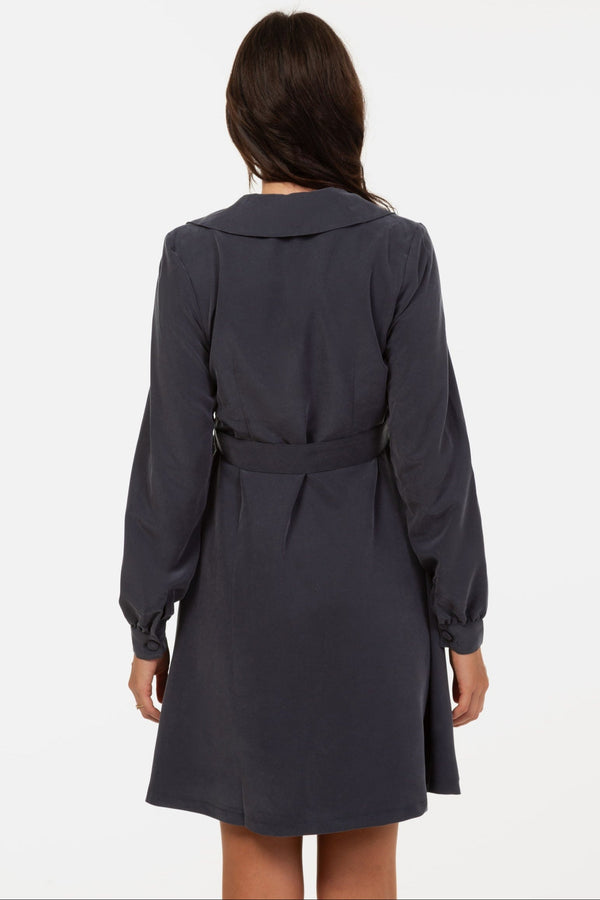 Rochie pentru gravide și alăptare cu guler – gri