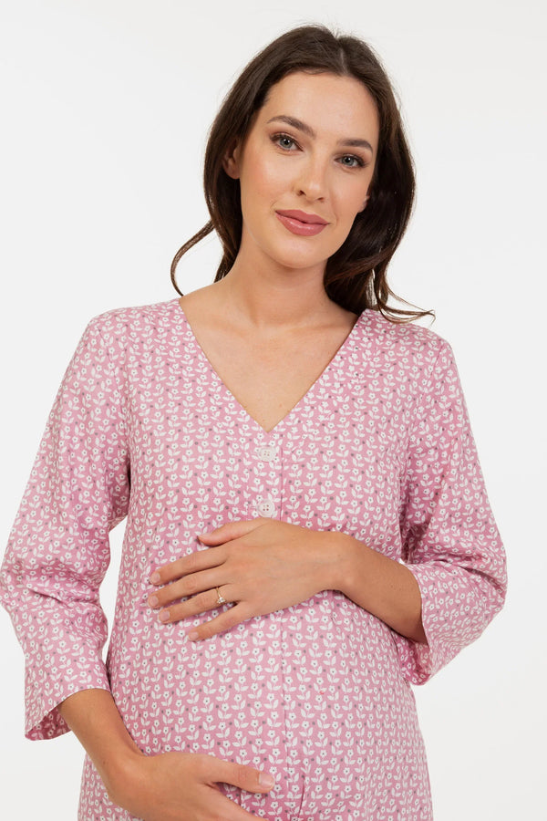 Rochie lunga din bumbac cu fante pentru gravide și alăptare