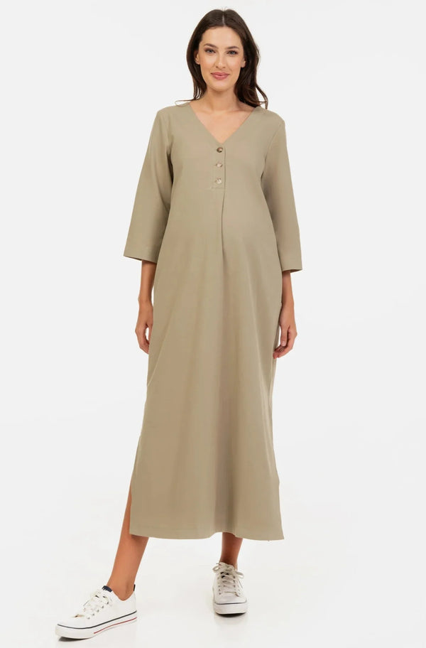 Rochie midi pentru gravide și alăptare - kaki