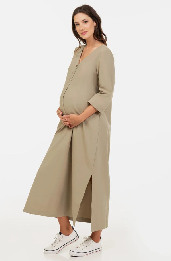 Rochie midi pentru gravide și alăptare - kaki