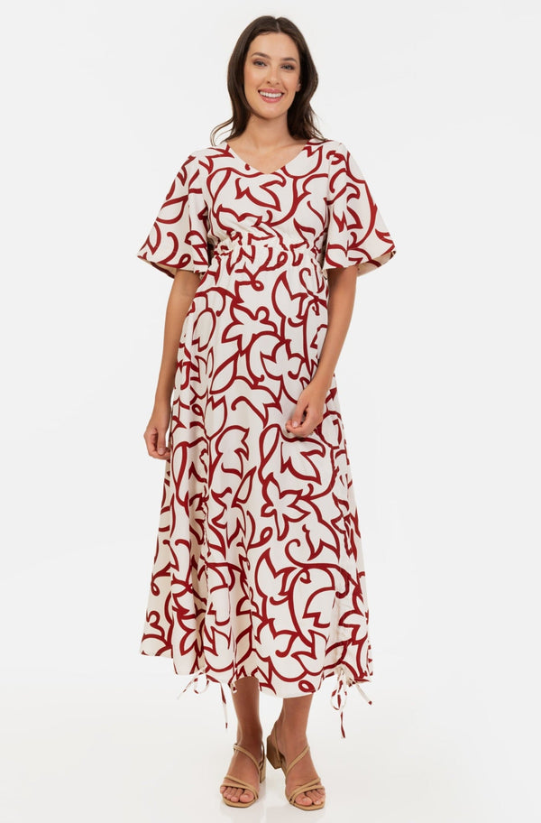 Rochie lungă pentru gravide cu șnururi