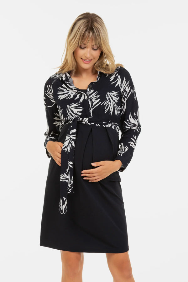 Rochie pentru gravide și alăptare cu top cu imprimeu floral