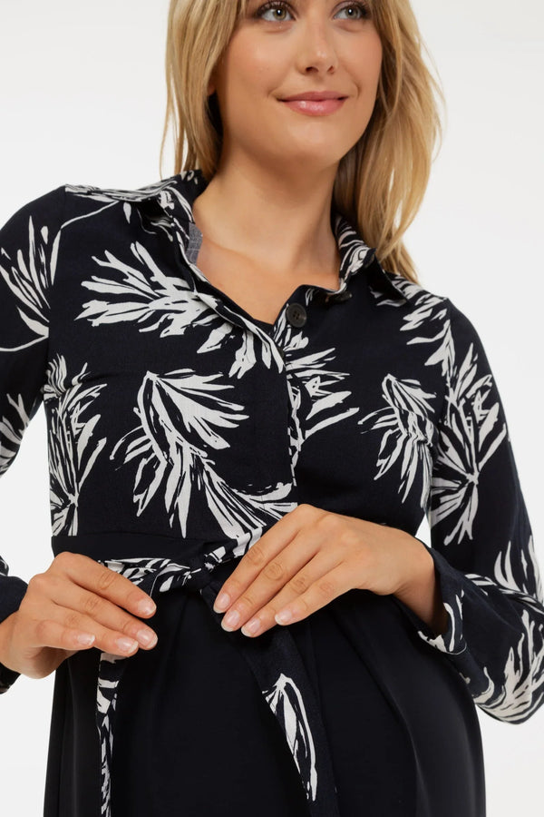 Rochie pentru gravide și alăptare cu top cu imprimeu floral