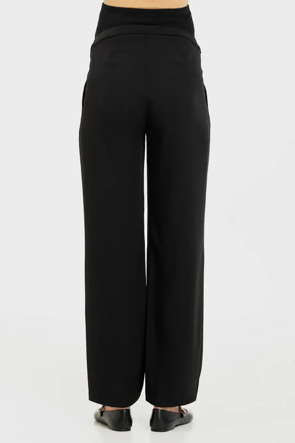 Pantaloni eleganți cu pliuri pentru gravide – negri