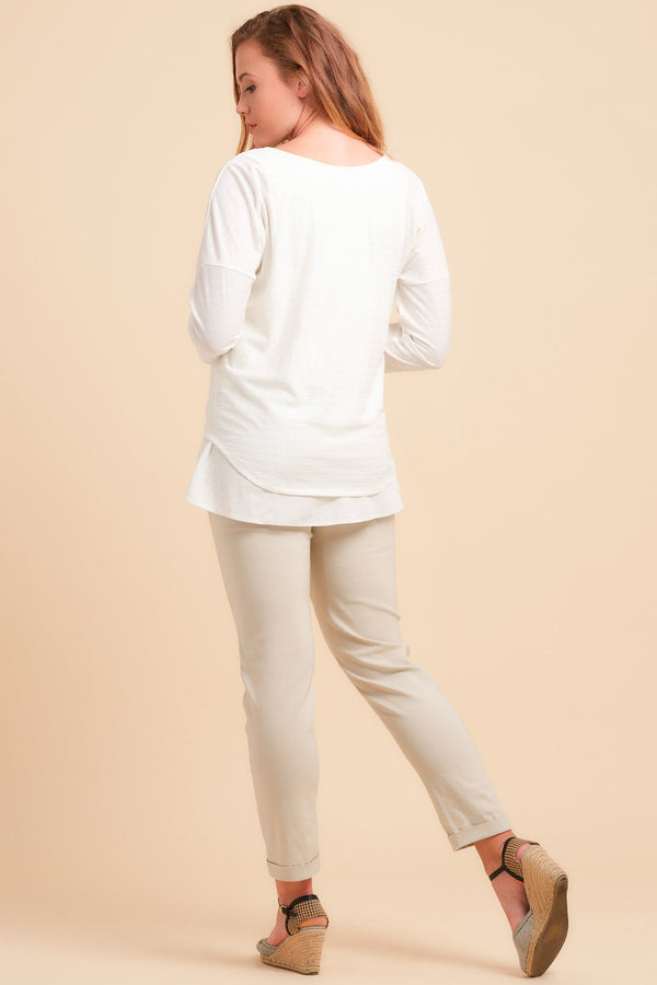 Pantaloni strâmţi în bej pentru gravide