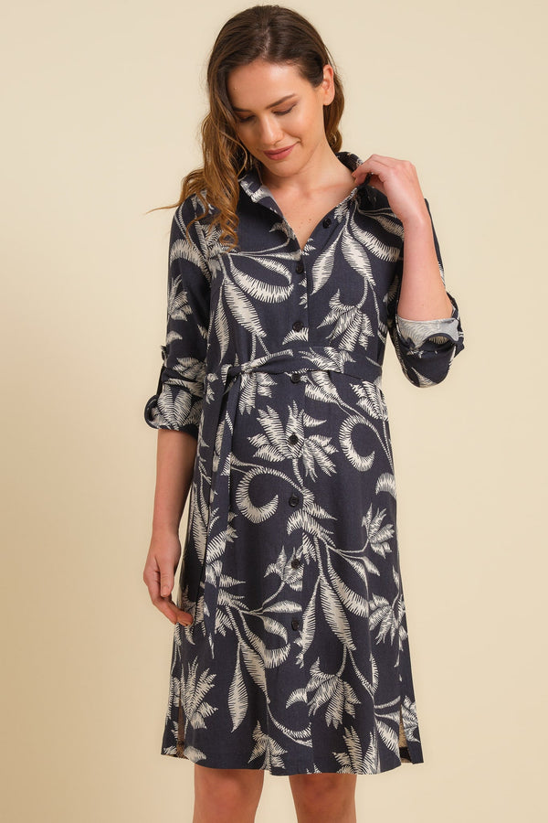 Rochie-cămașă pentru gravide și alăptare cu imprimeu floral