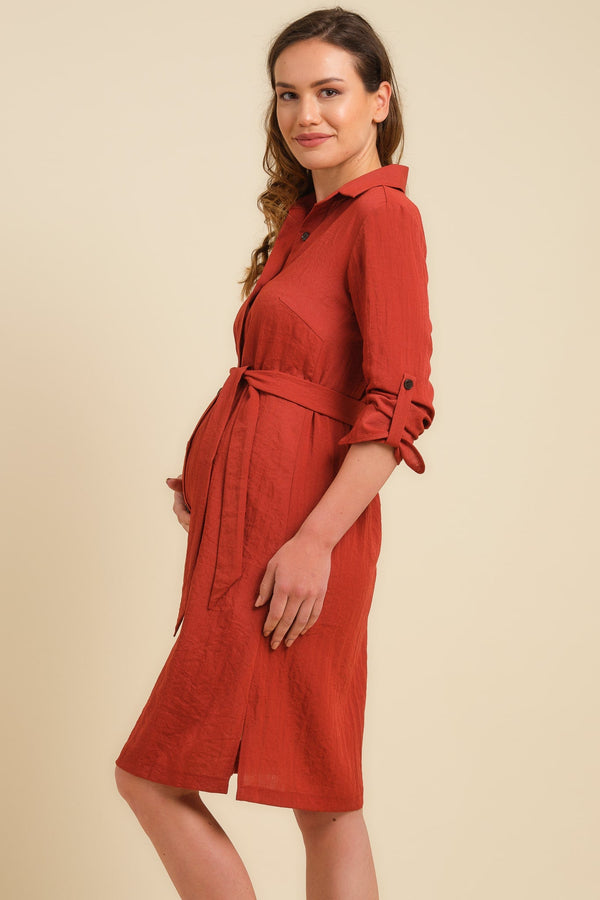 Rochie-cămașă pentru gravide și alăptare, cu efect șifonat