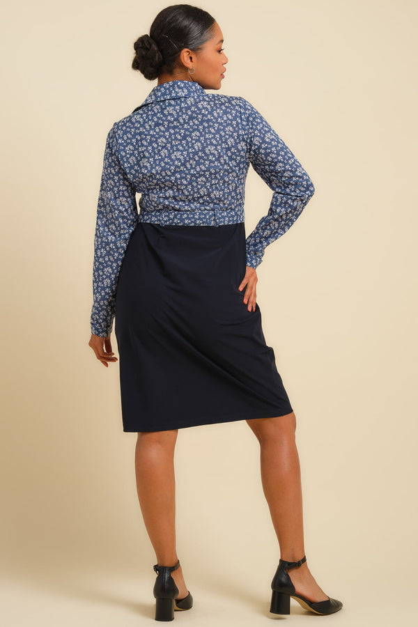 Rochie pentru gravide și alăptare cu partea superioară din denim