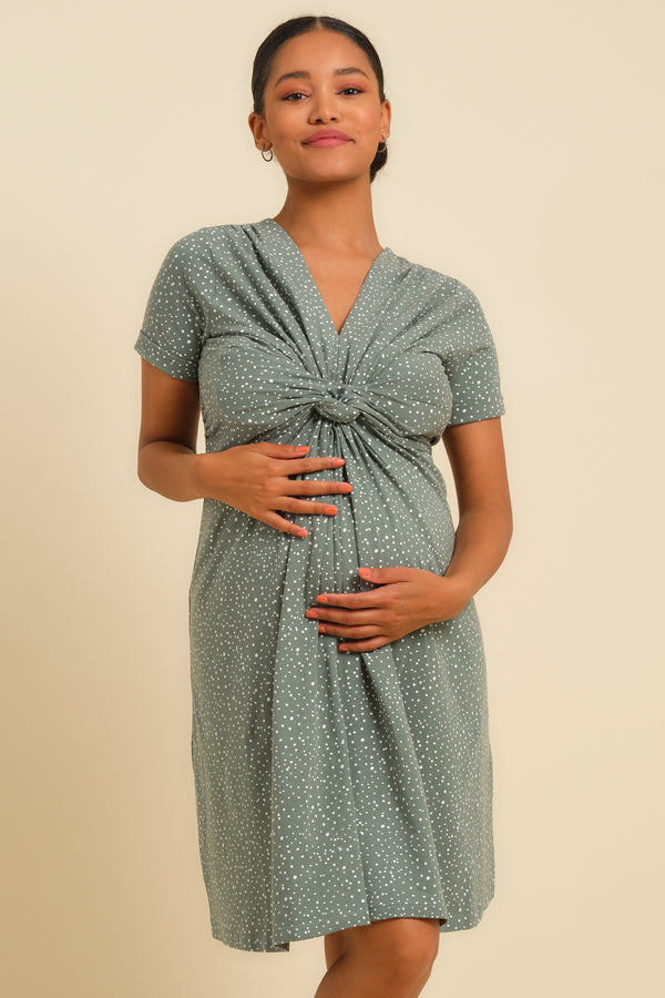 Rochie din bumbac cu nod pentru gravide