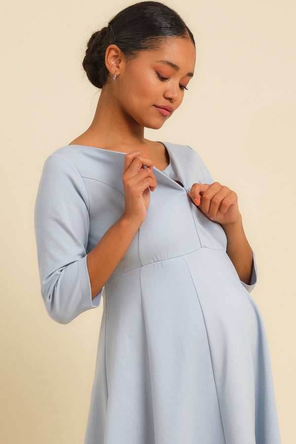 Rochie de seară pentru gravide și alăptare - albastru deschis
