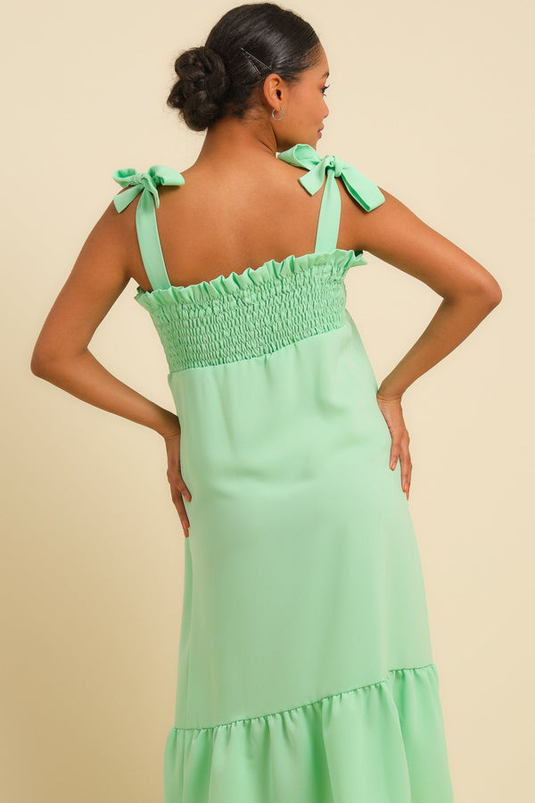 Rochie pentru gravide și alăptare cu fronseuri - menta