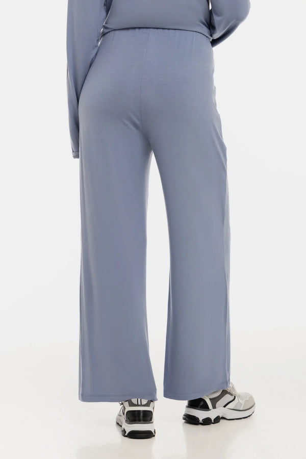 Pantaloni evazați moi din modal pentru gravide - albastru pastel