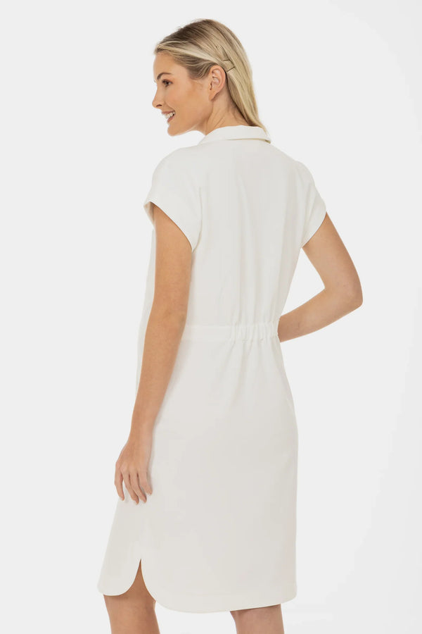 Rochie-cămașă pentru gravide cu guler și buzunare – ecru