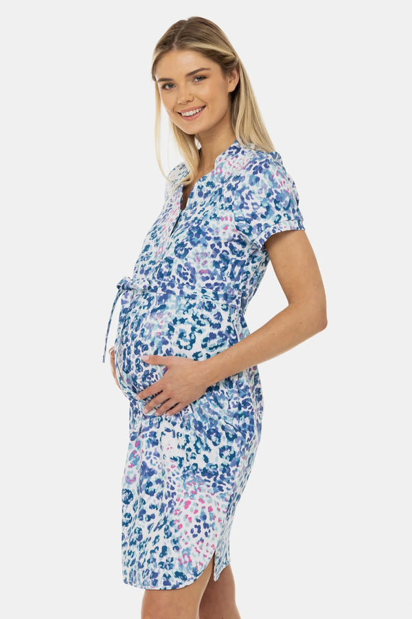 Rochie elastică pentru gravide și alăptare, cu imprimeu