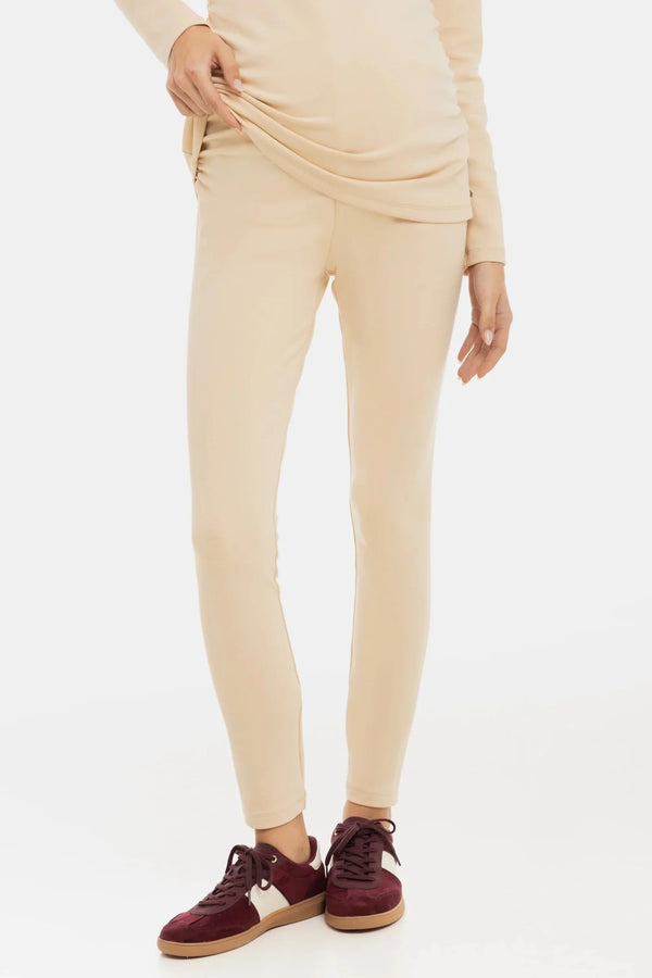 Colanți din bumbac pentru gravide – bej