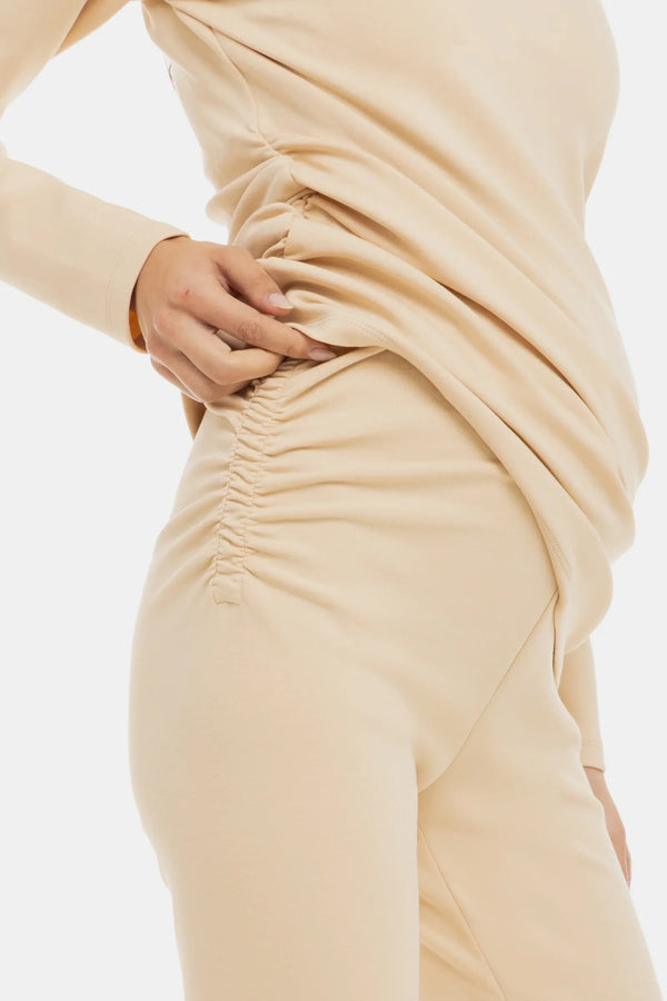 Colanți din bumbac pentru gravide – bej
