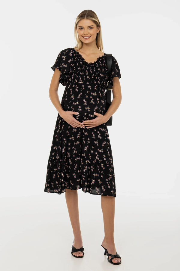 Rochie boho pentru gravide cu decolteu din dantelă